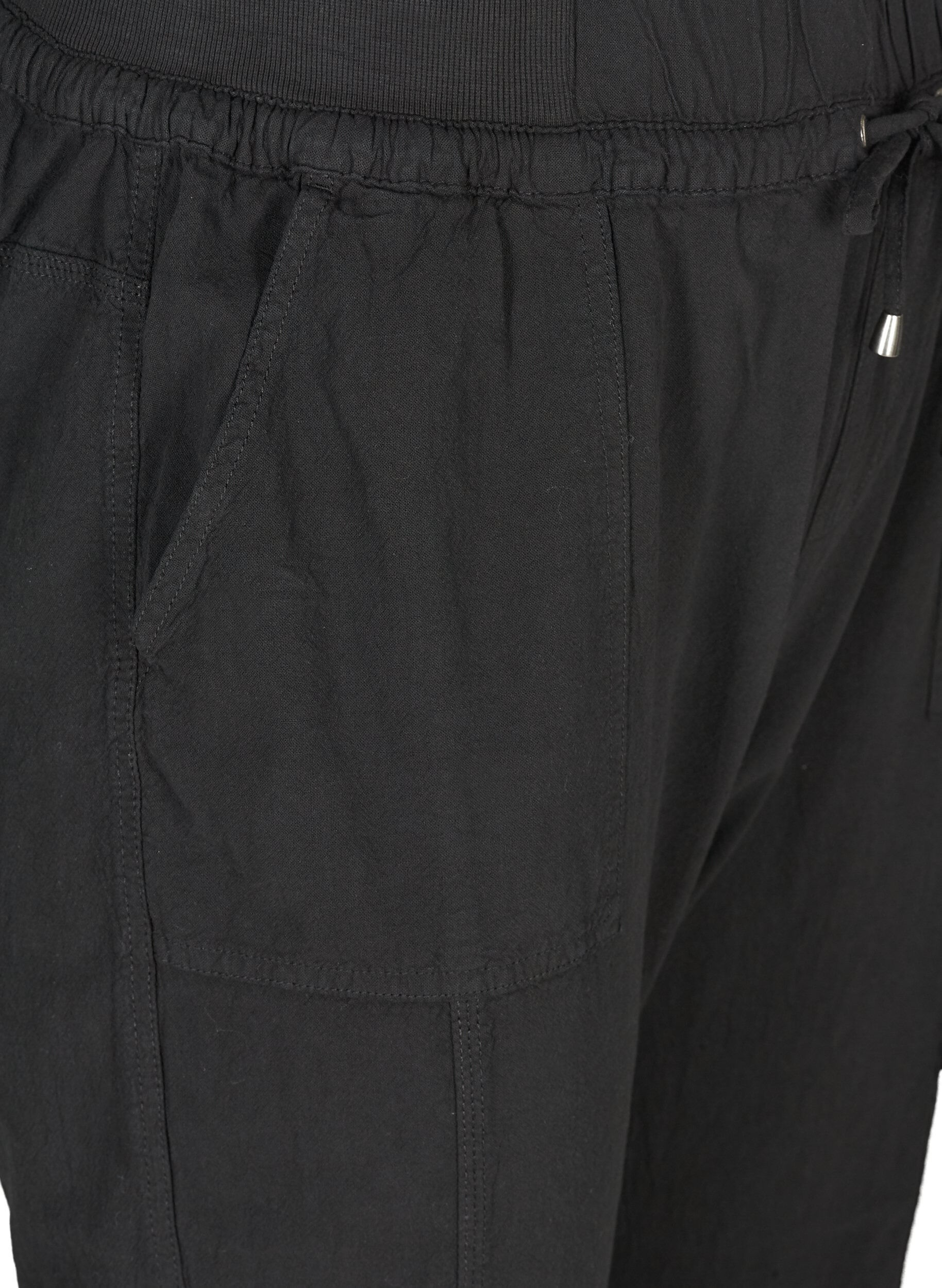 Zizzifashion Loose cargo trousers in cotton, Black, Packshot image number 2