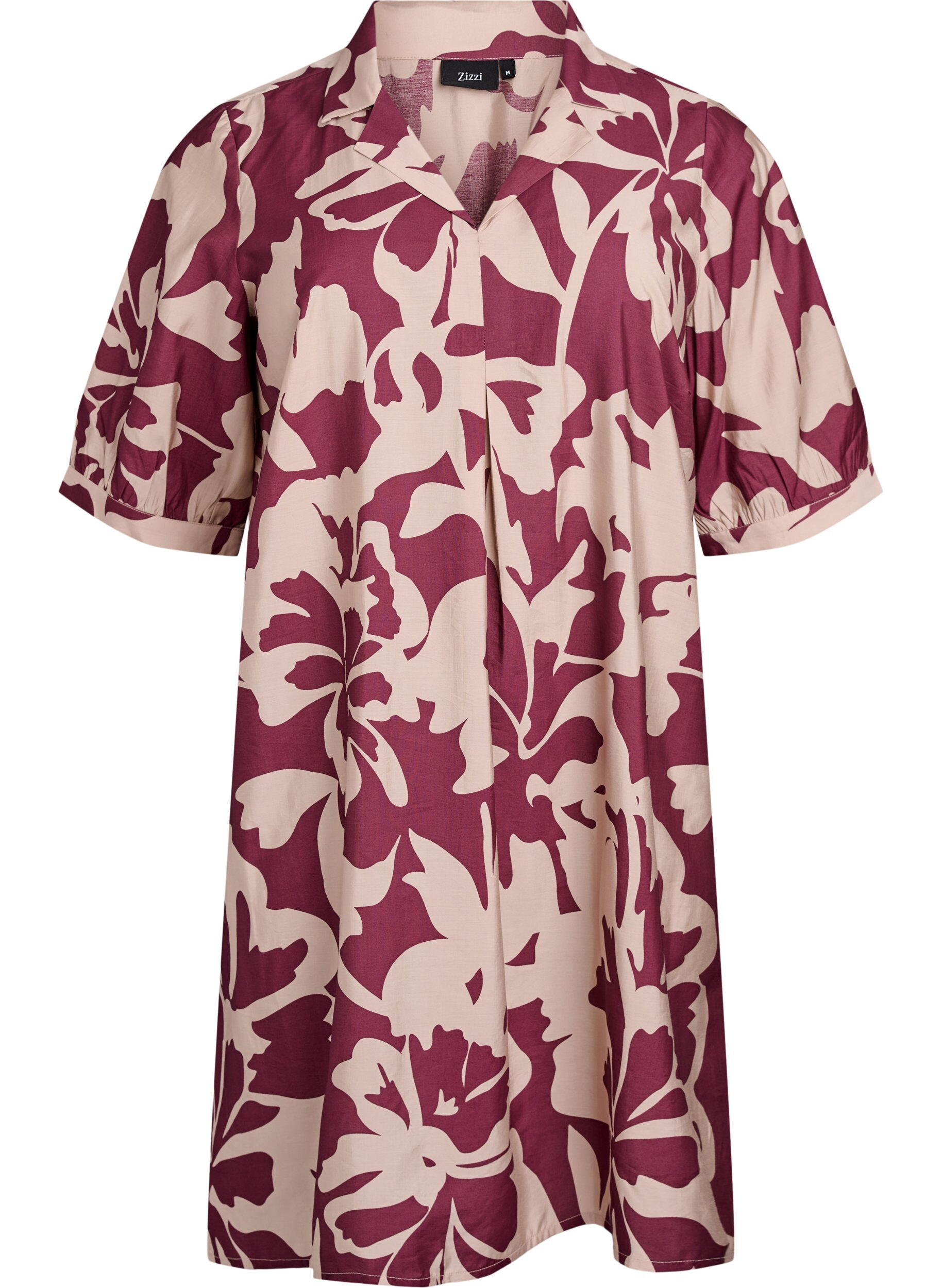 Zizzifashion Knee-length dress with print and V-neck, Red, Packshot image number 0