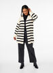 Long striped knitted cardigan, Birch w/Black, Model image number 2