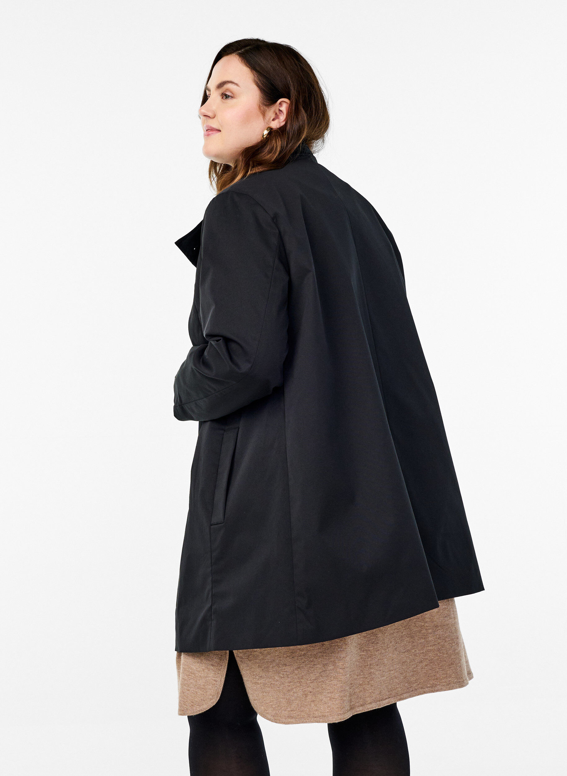 ZizzifashionWater-repellent spring jacket with an A-line cut, Black, Model image number 2