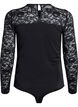 Fitted body with lace sleeves, Black, Packshot image number 1
