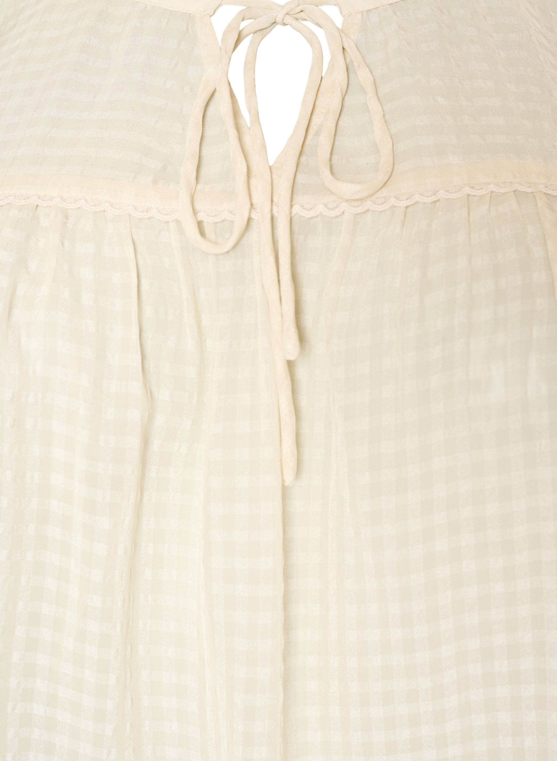 ZizzifashionBlouse in seersucker with tie-string, Beige, Packshot image number 2