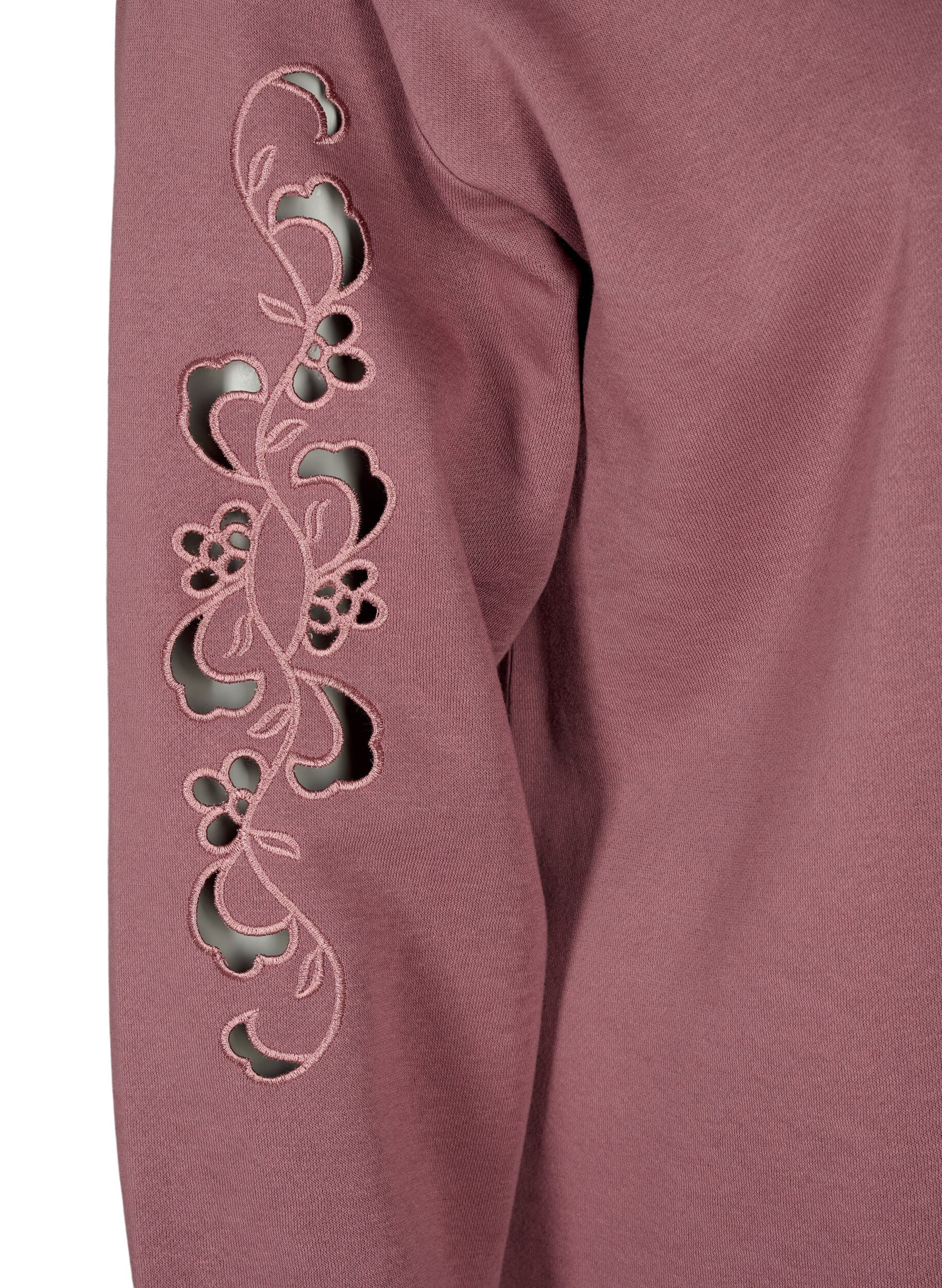 Zizzifashion Sweat dress with embroidered details, Rose Brown, Packshot image number 3