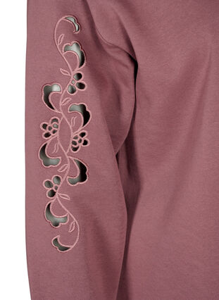 Sweat dress with embroidered details, Rose Brown, Packshot image number 3