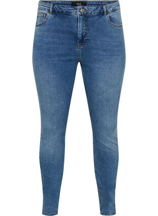 Super slim Amy jeans in cotton mixture, Blue denim, Packshot image number 0