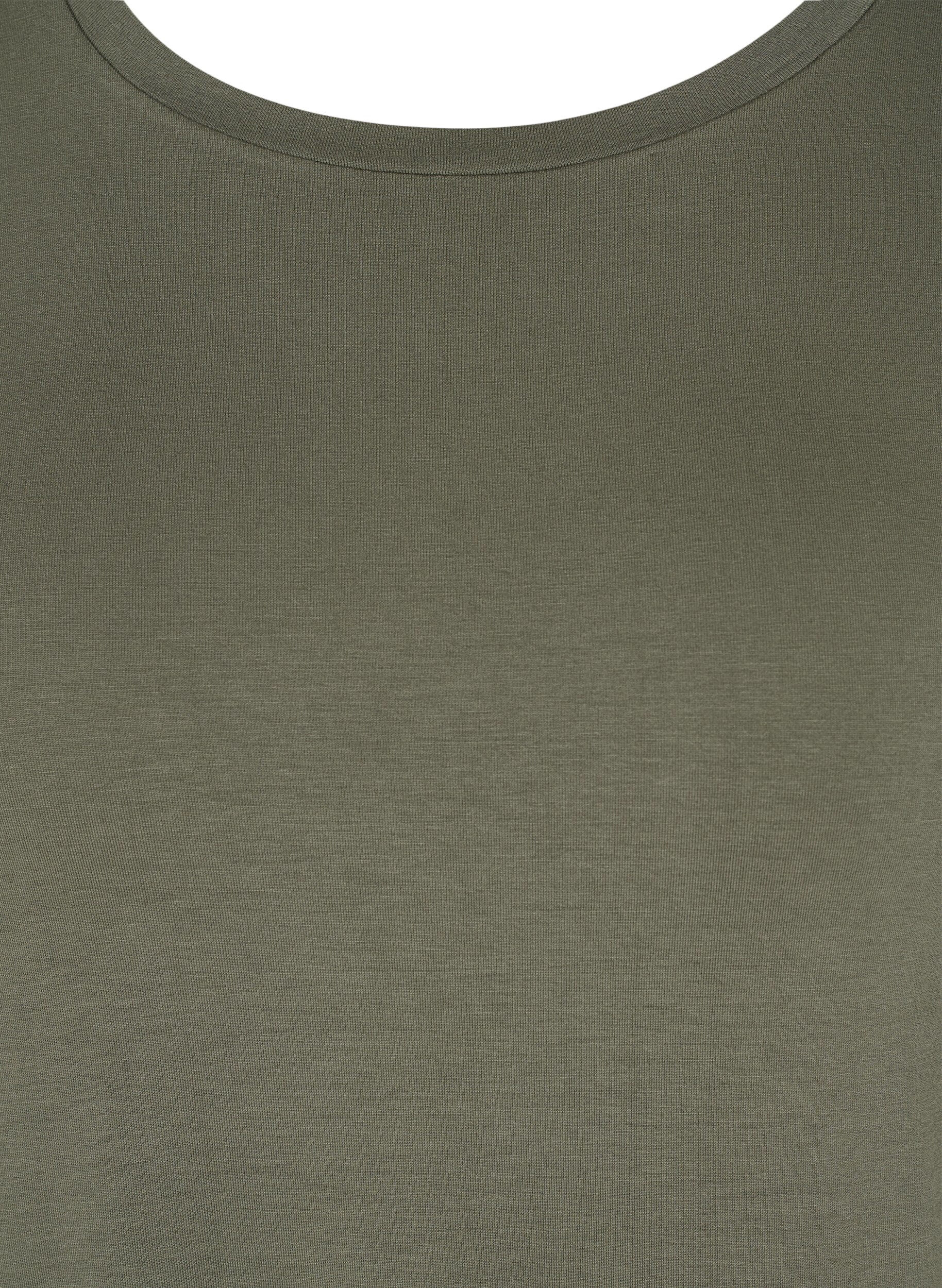 Zizzifashion Short-sleeved viscose tunic with snow details, Dusty Olive, Packshot image number 2