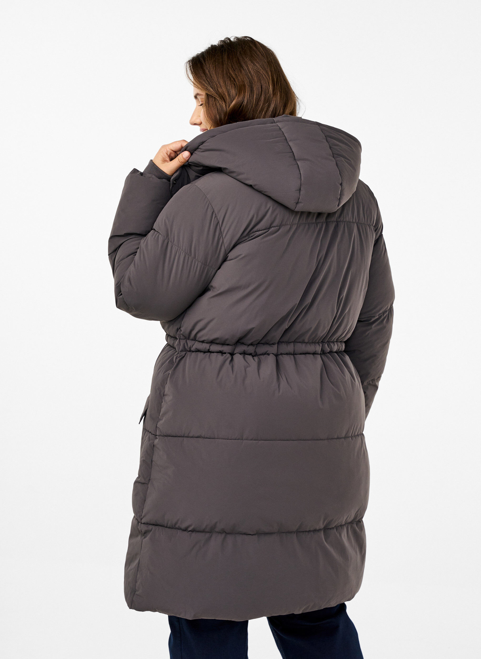 Zizzifashion Puffer coat with adjustable waist, Grey, Model image number 2