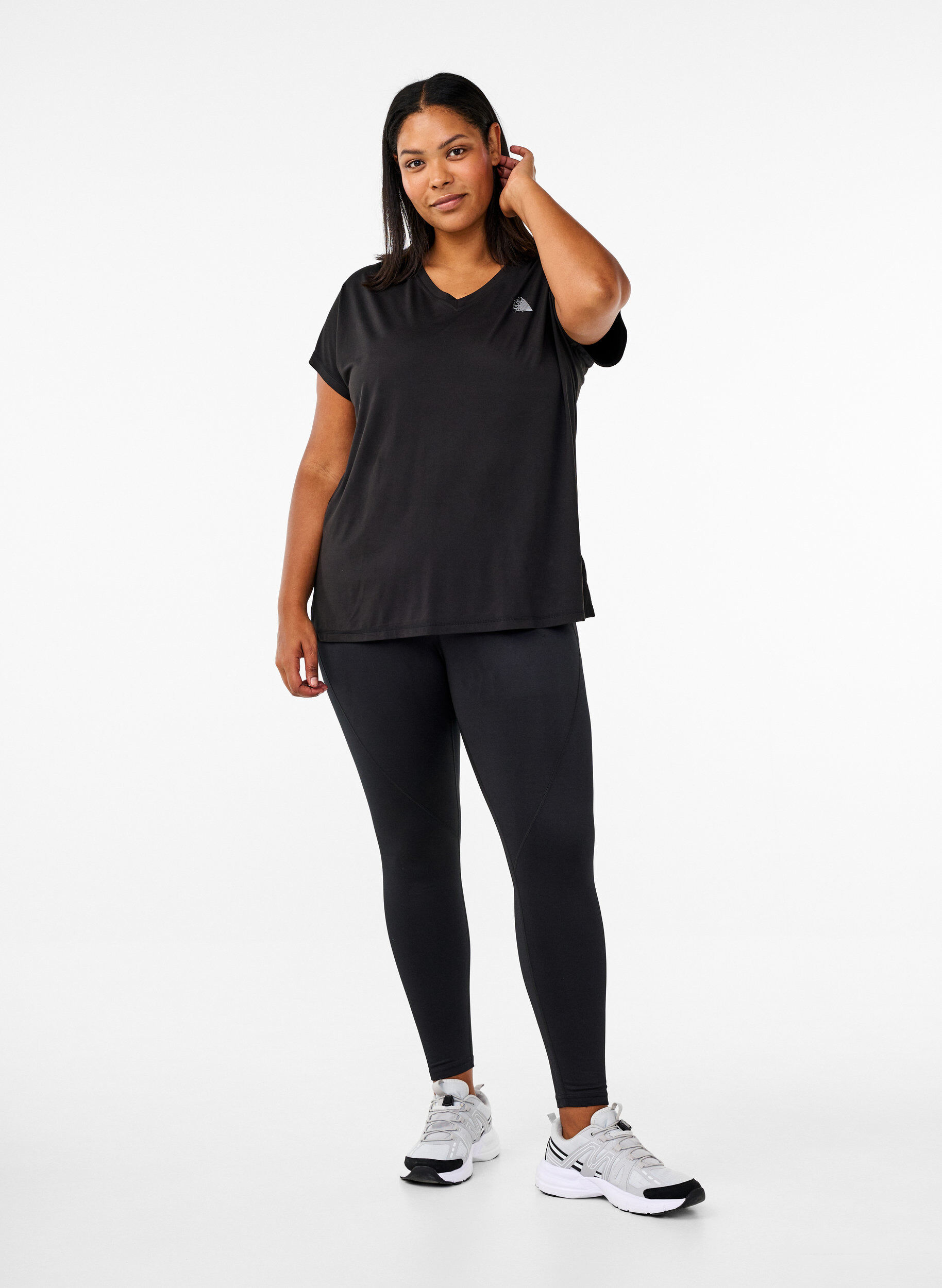 ZizzifashionTraining tights with fleece lining, Black, Model image number 1