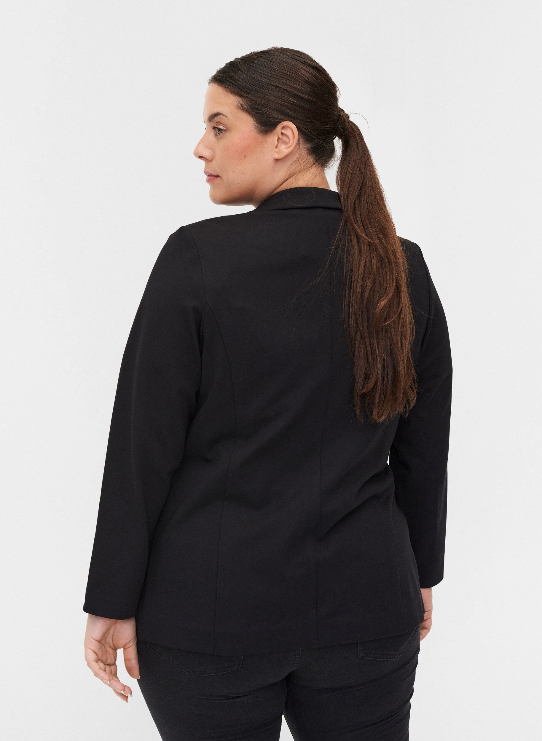 Zizzifashion Simple blazer with button, Black, Model image number 1