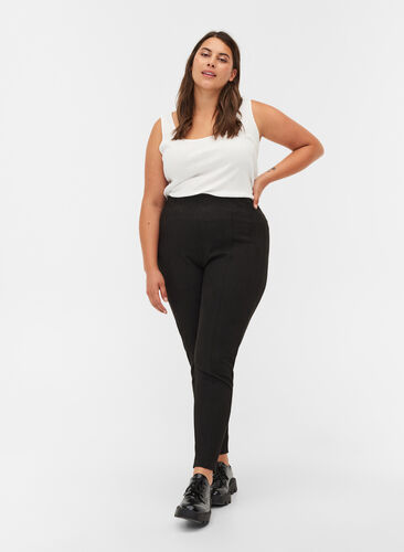 Leggings with texture and a zip, Black, Model image number 0