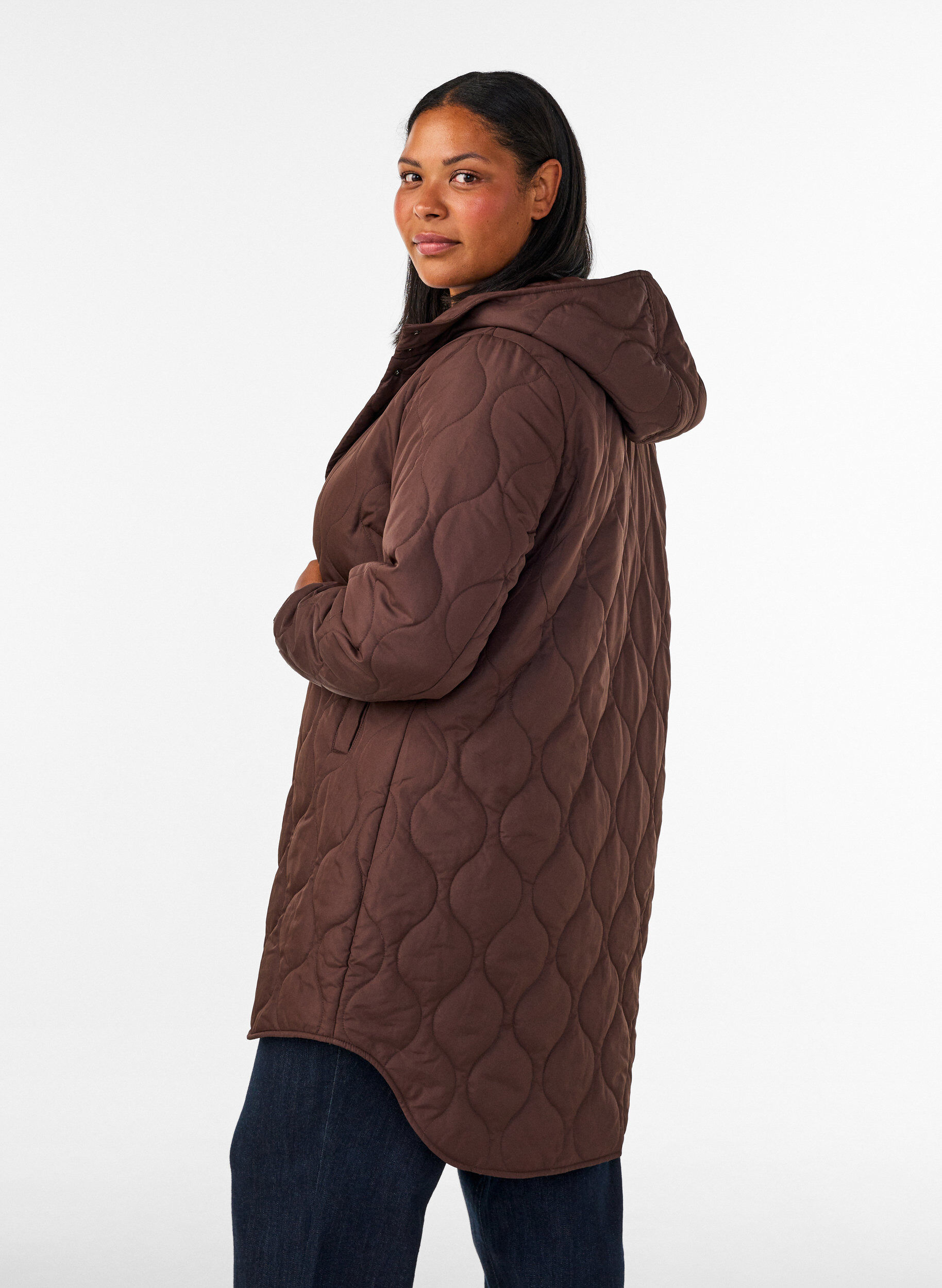 ZizzifashionMid-length quilted jacket with a hood, 1682, Model image number 2