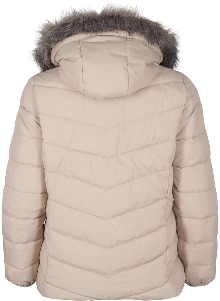 Short puffer jacket with hood, Beige, Packshot image number 1