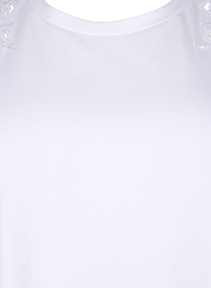 Organic cotton T-shirt with embroidery details, Bright White, Packshot image number 2