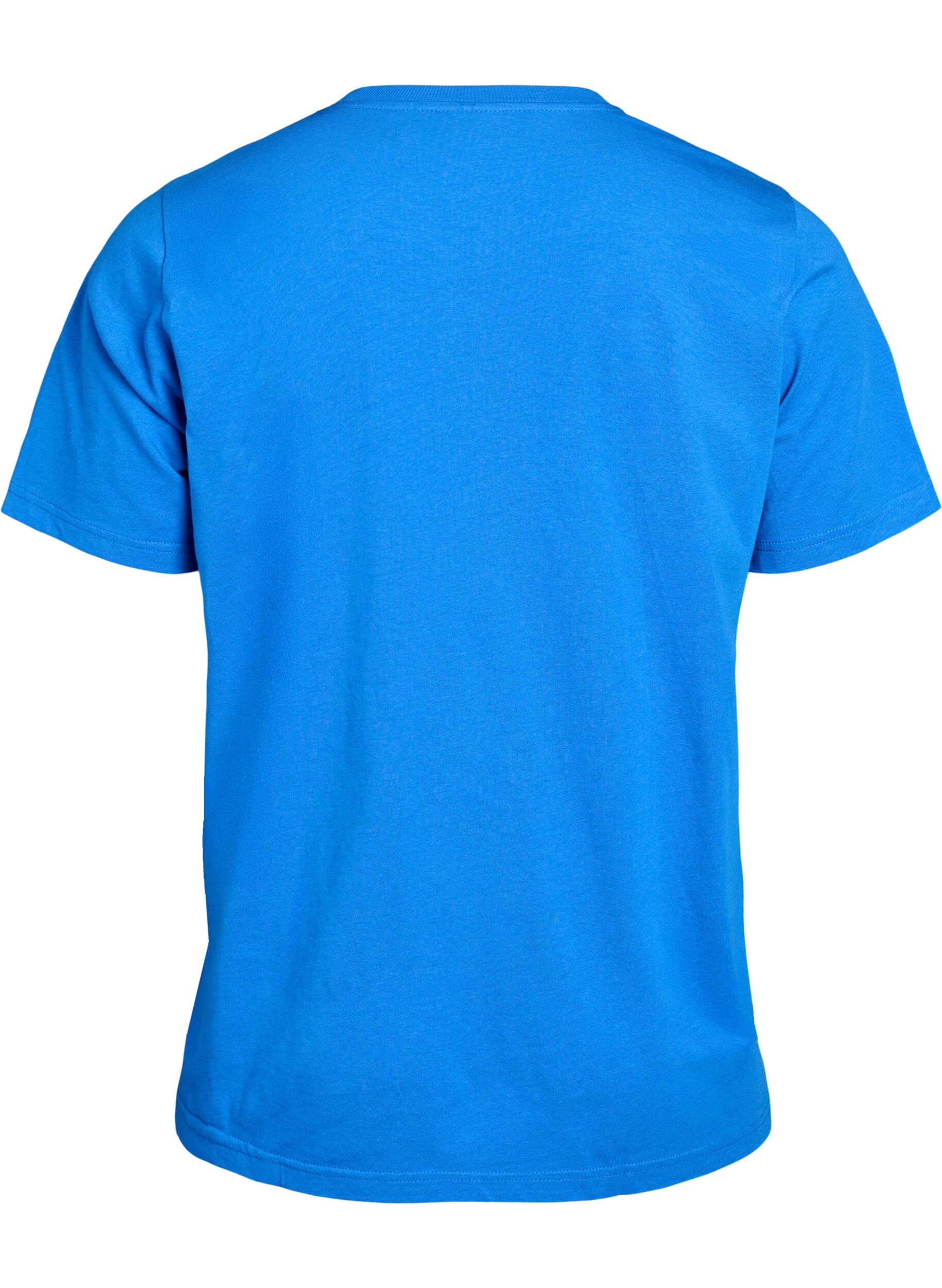 Zizzifashion Basic cotton T-shirt with round neck, Blue, Packshot image number 1