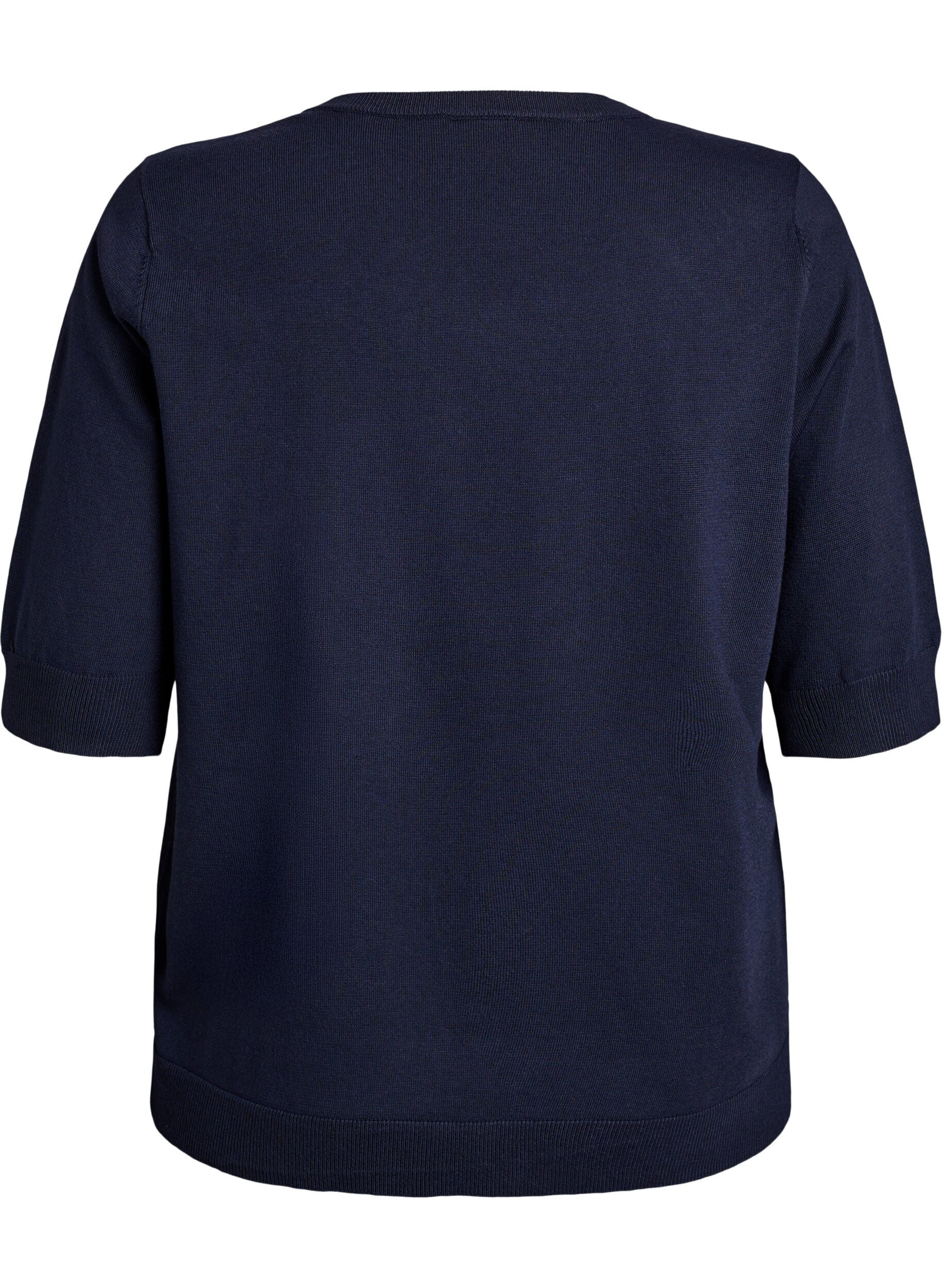 Zizzifashion FLASH - Fine-knit blouse with short sleeves, Blue, Packshot image number 1