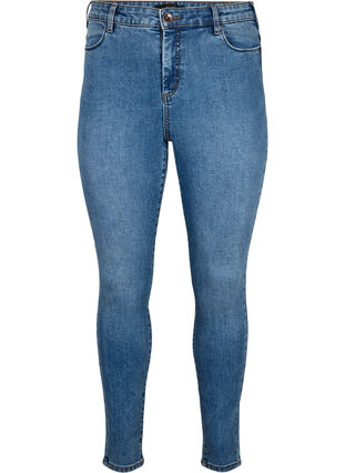 Amy jeans with a high waist and super slim fit, Blue denim, Packshot image number 0