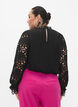Viscose blouse with crochet sleeves, Black, Model image number 1