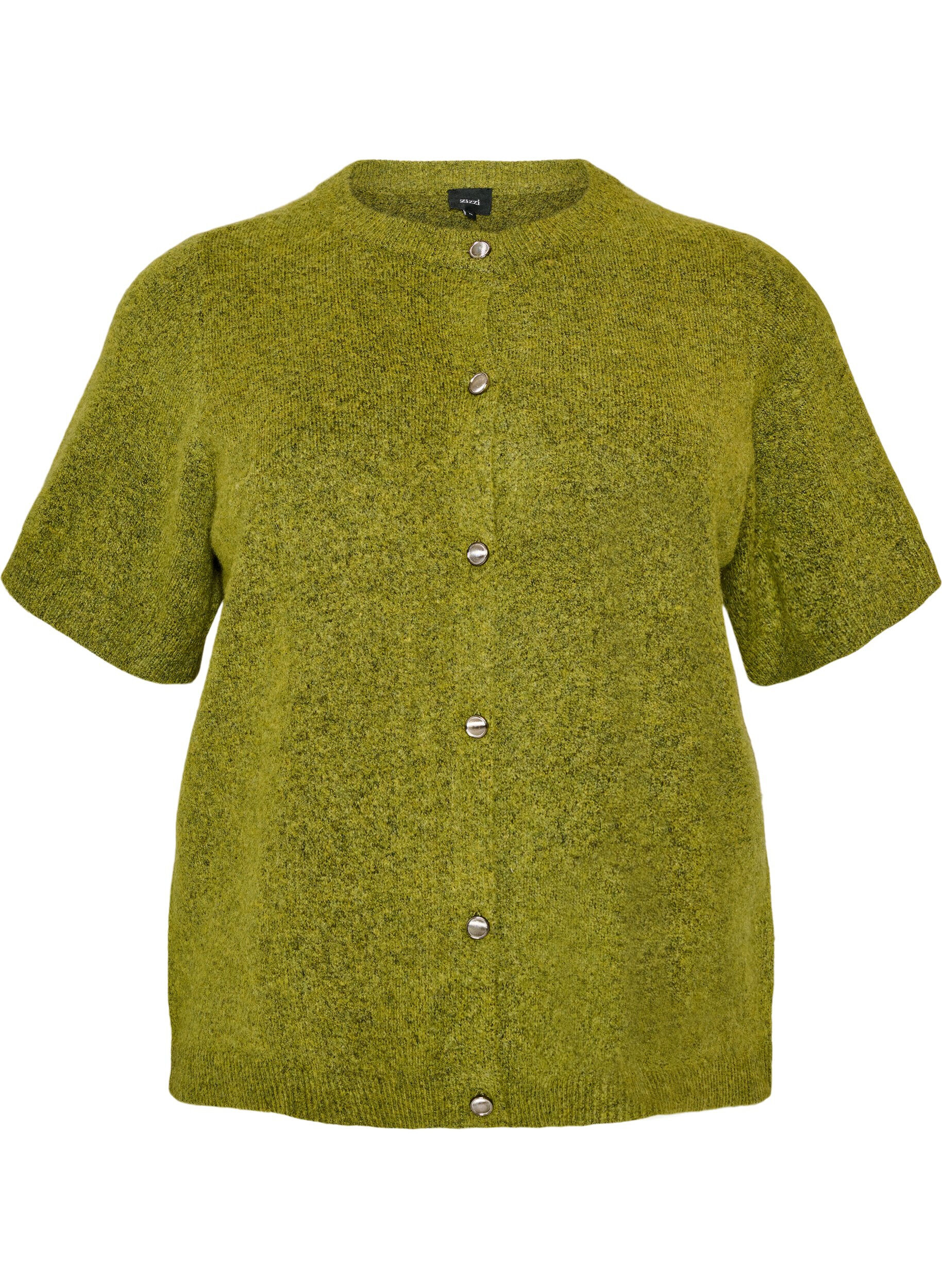 ZizzifashionKnit cardigan with short sleeves, Green, Packshot image number 0