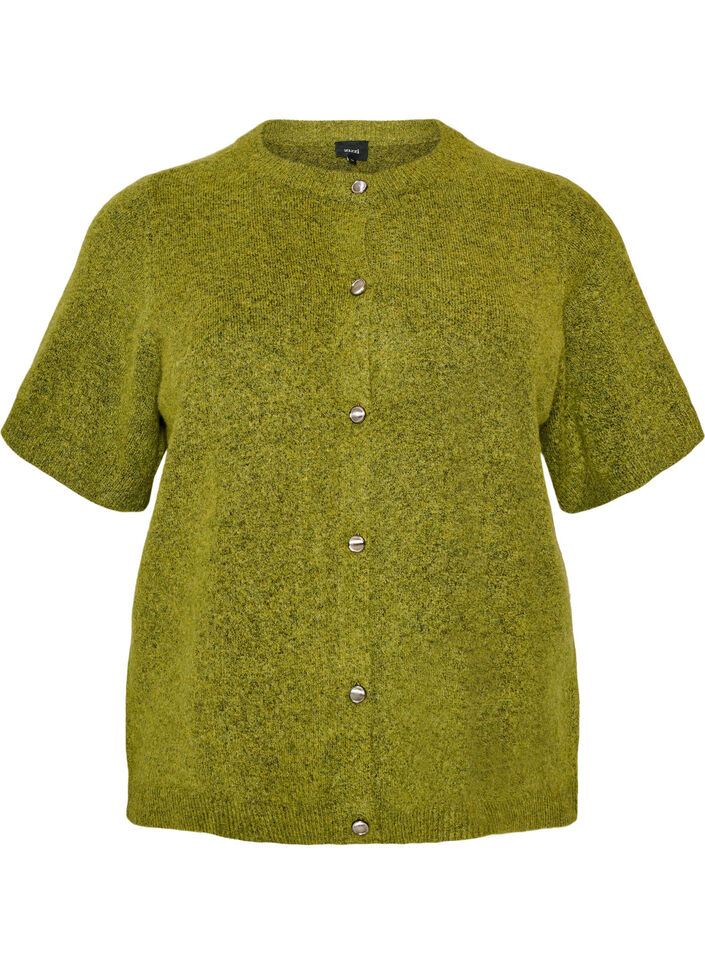 Knit cardigan with short sleeves, Green, Packshot image number 0