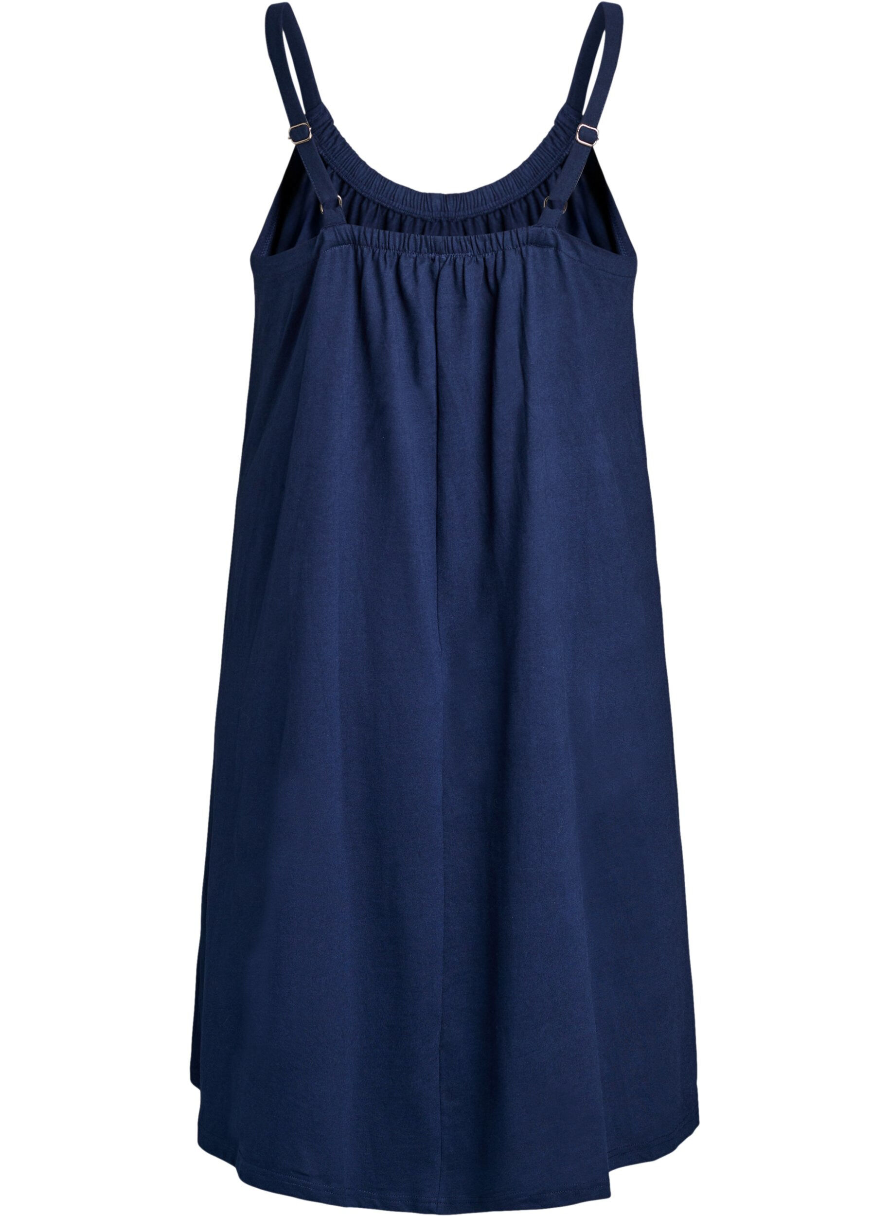 Zizzifashion Knee-length strap dress in organic cotton, Blue, Packshot image number 1