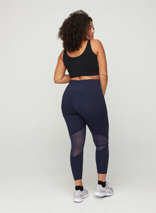 Cropped sports leggings with mesh, Night Sky, Model image number 1