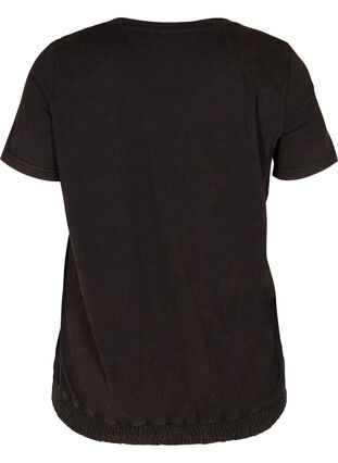 Organic cotton t-shirt with smock, Black, Packshot image number 1