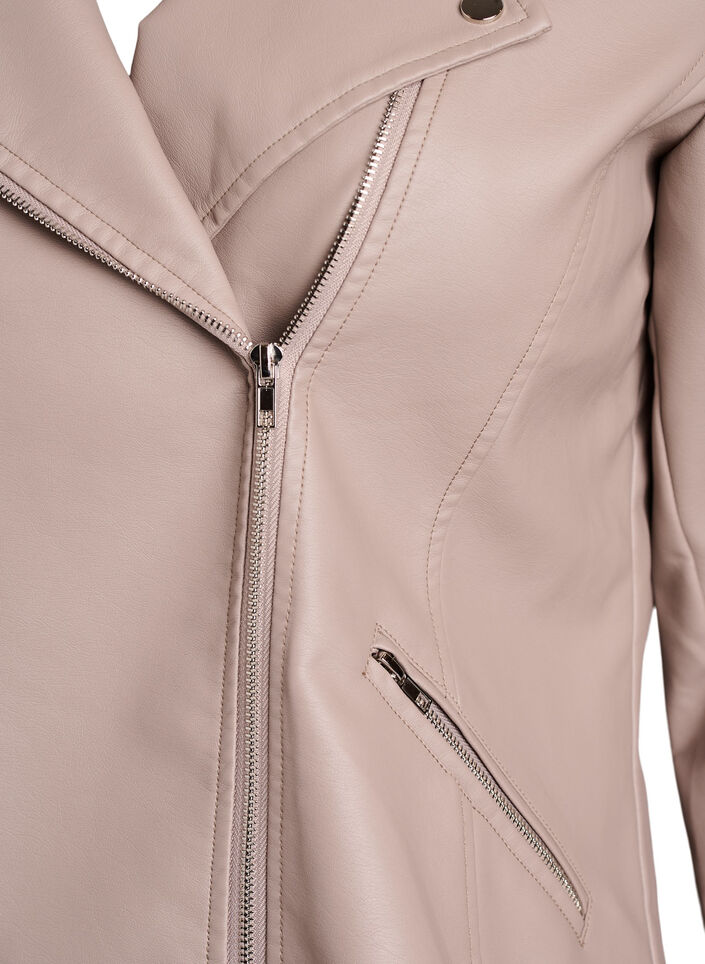 Biker jacket in faux leather, Beige, Packshot image number 2