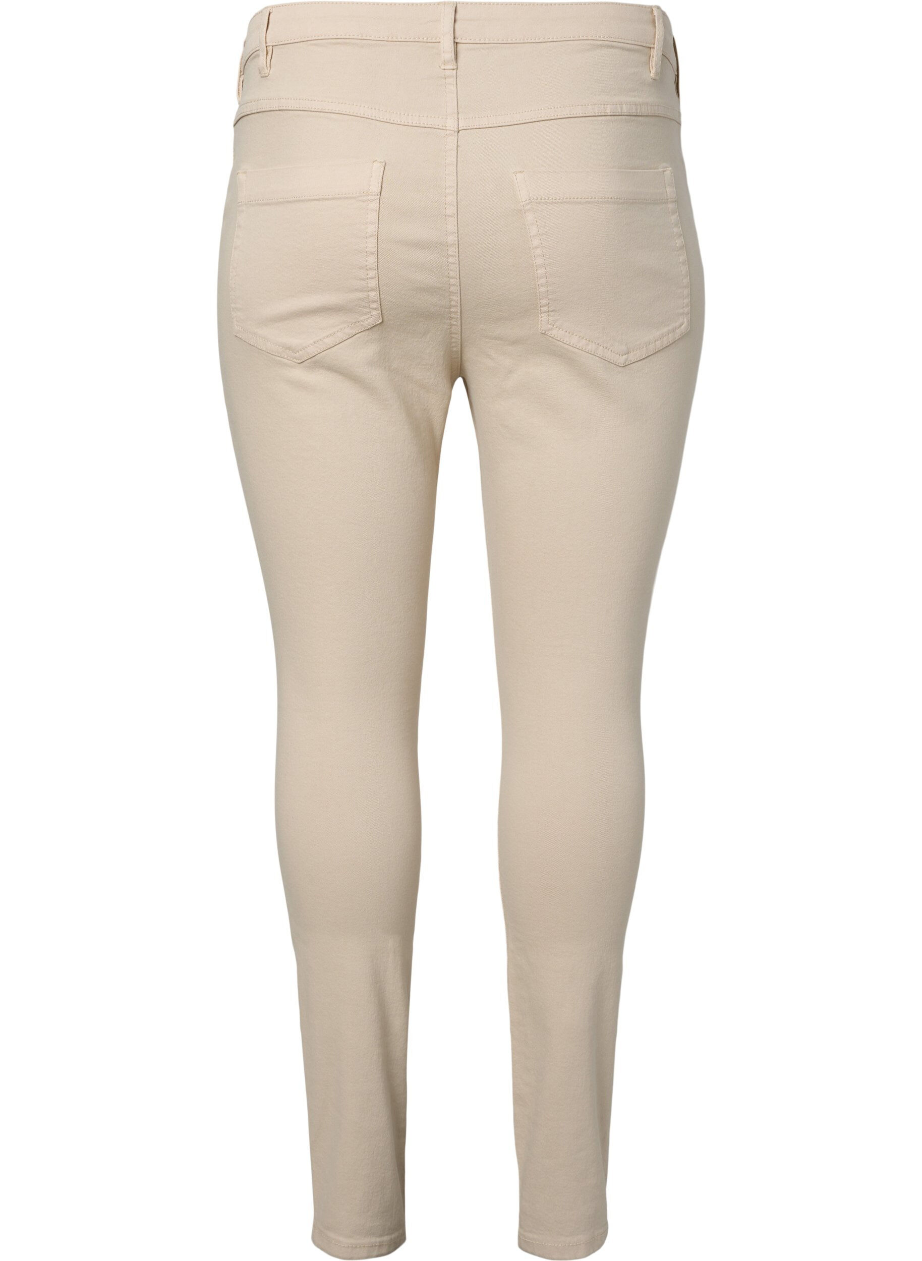 Zizzifashion High waisted Amy jeans with super slim fit, Oatmeal, Packshot image number 1