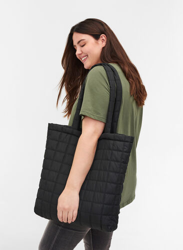 Quilted bag with shoulder strap, Black, Model image number 0