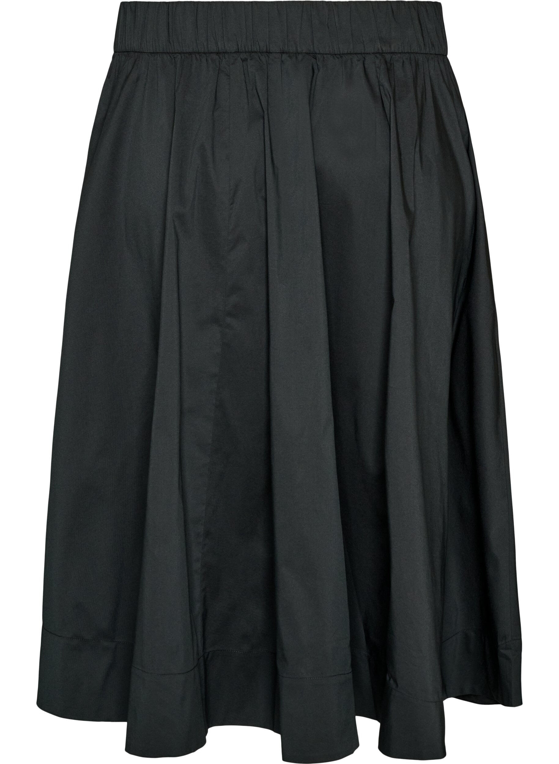 Zizzifashion Wide A-line midi skirt, Black, Packshot image number 1
