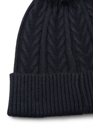 Knitted hat with bobble, Black, Packshot image number 1