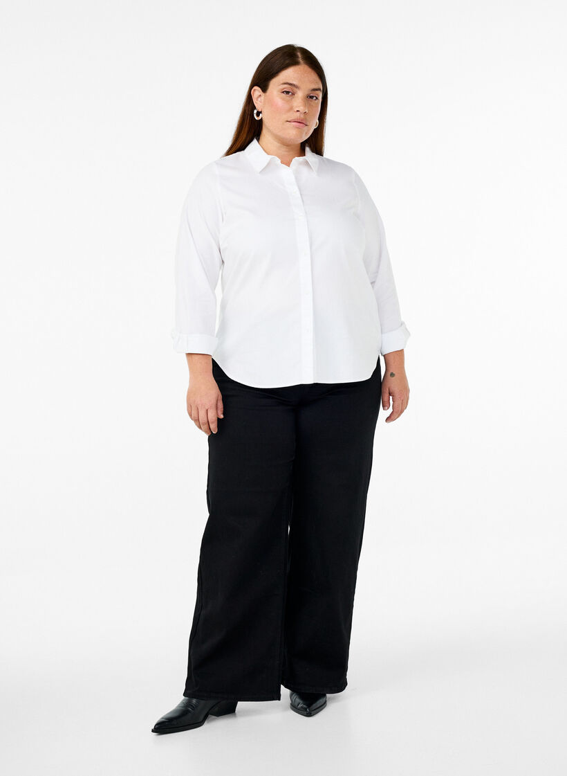 Long-sleeved cotton shirt, White, Model image number 1