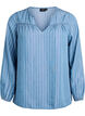 Striped denim blouse with long sleeves, Blue, Packshot image number 0