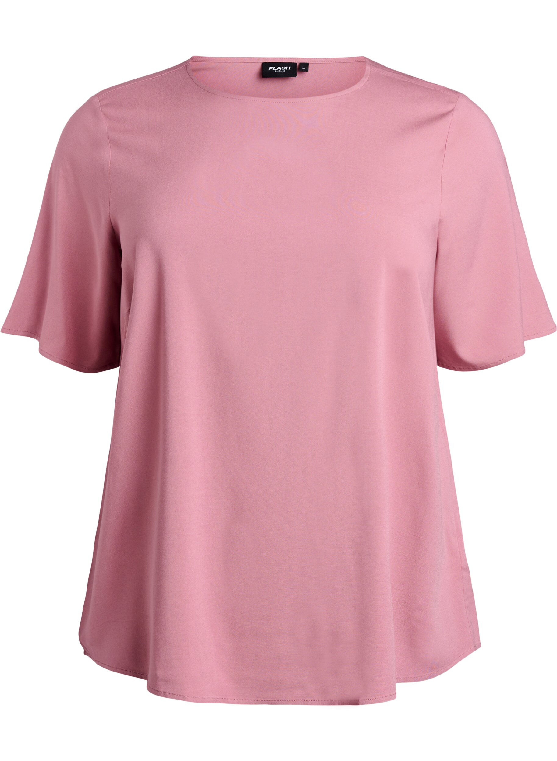 FLASH - Short-sleeved woven blouse with round neck