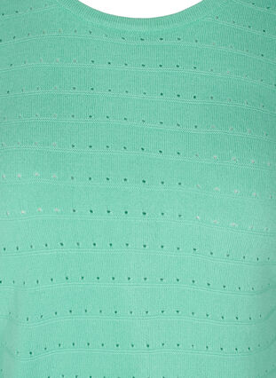 Knitted blouse with textured pattern and round neck, Dusty Jade Green, Packshot image number 2
