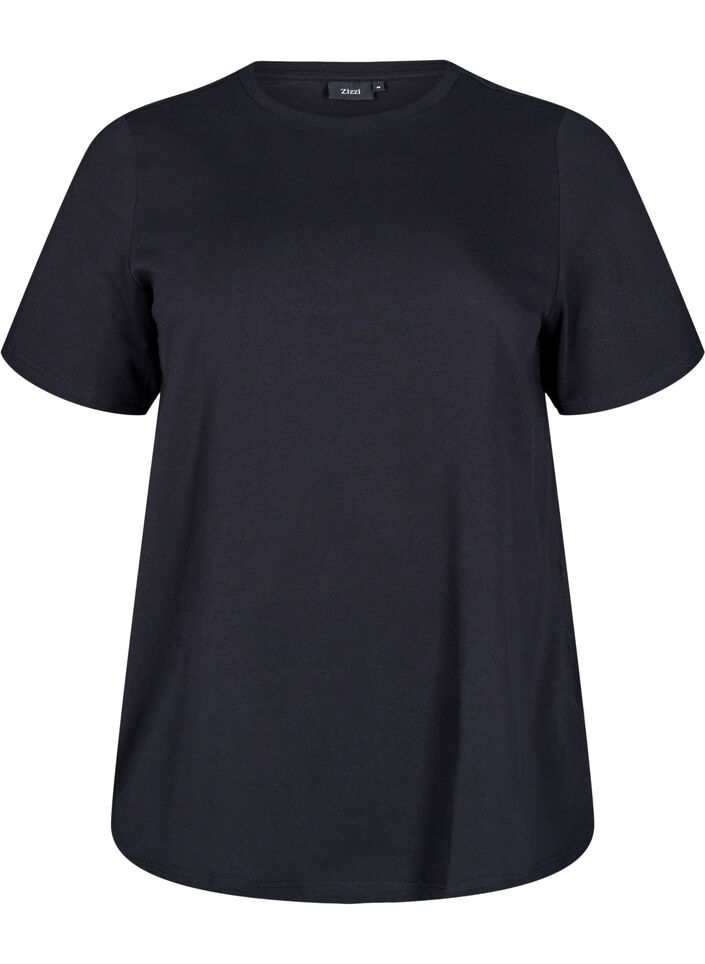 T-shirt in organic cotton with a round neck, Black, Packshot image number 0