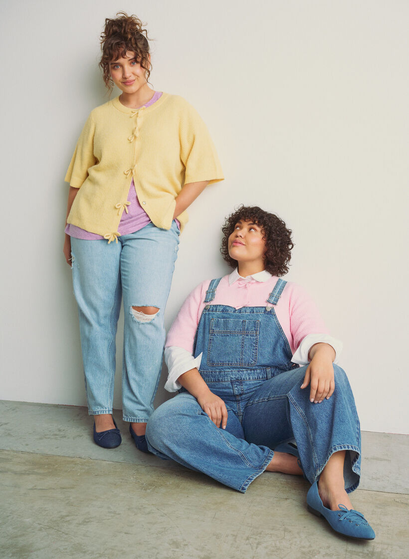 Wide-leg denim overalls, Blue, Image image number 0