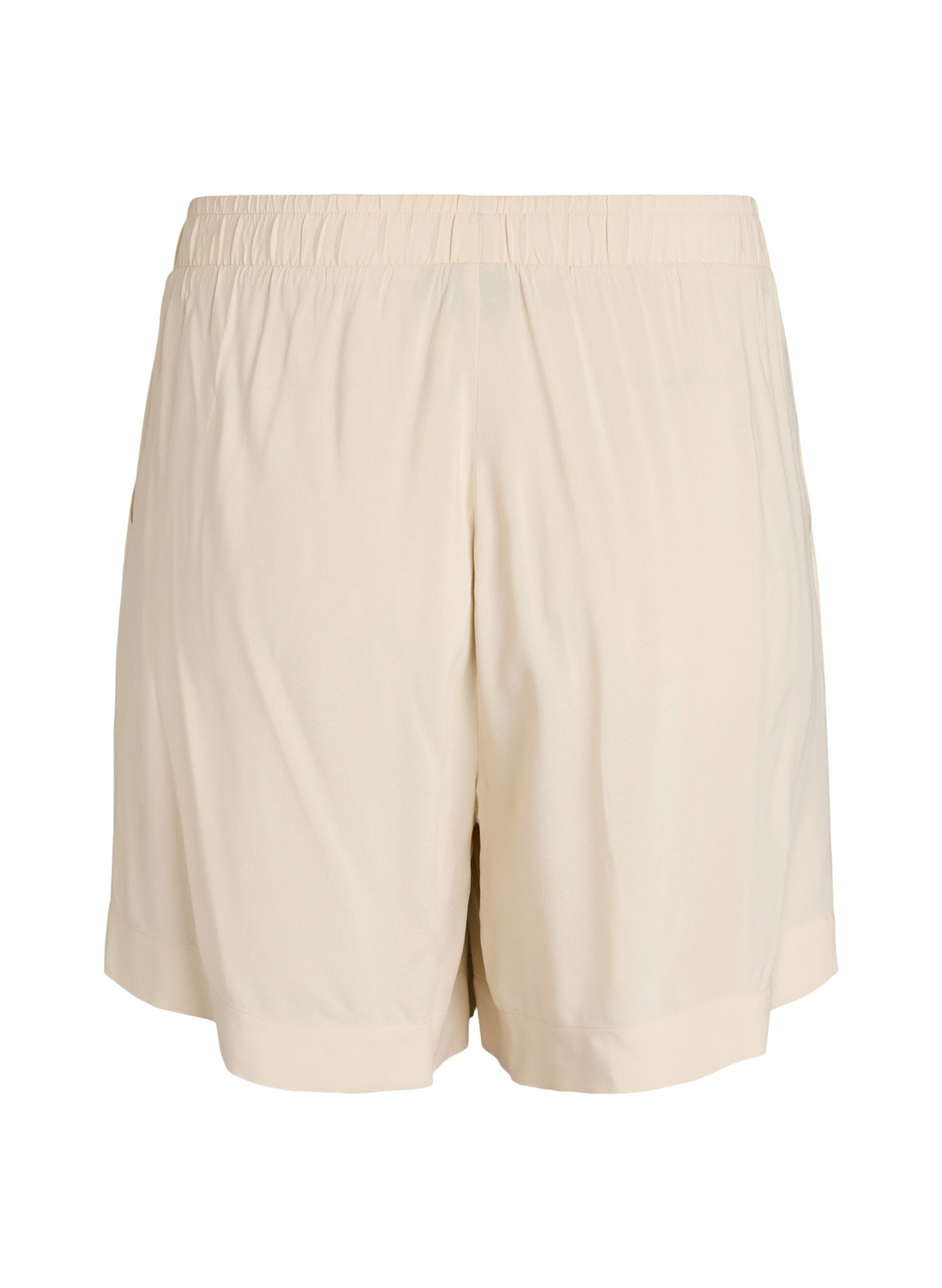 Zizzifashion Loose pyjama shorts in viscose with a high waist, Beige, Packshot image number 1