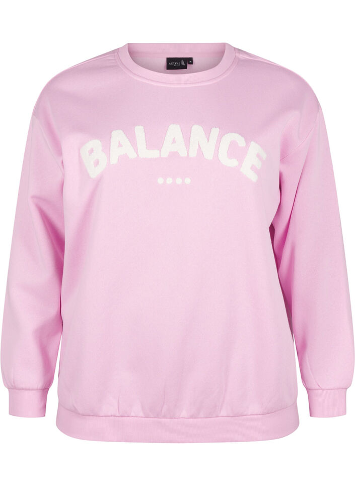 Sweatshirt with terry text, Pink, Packshot image number 0