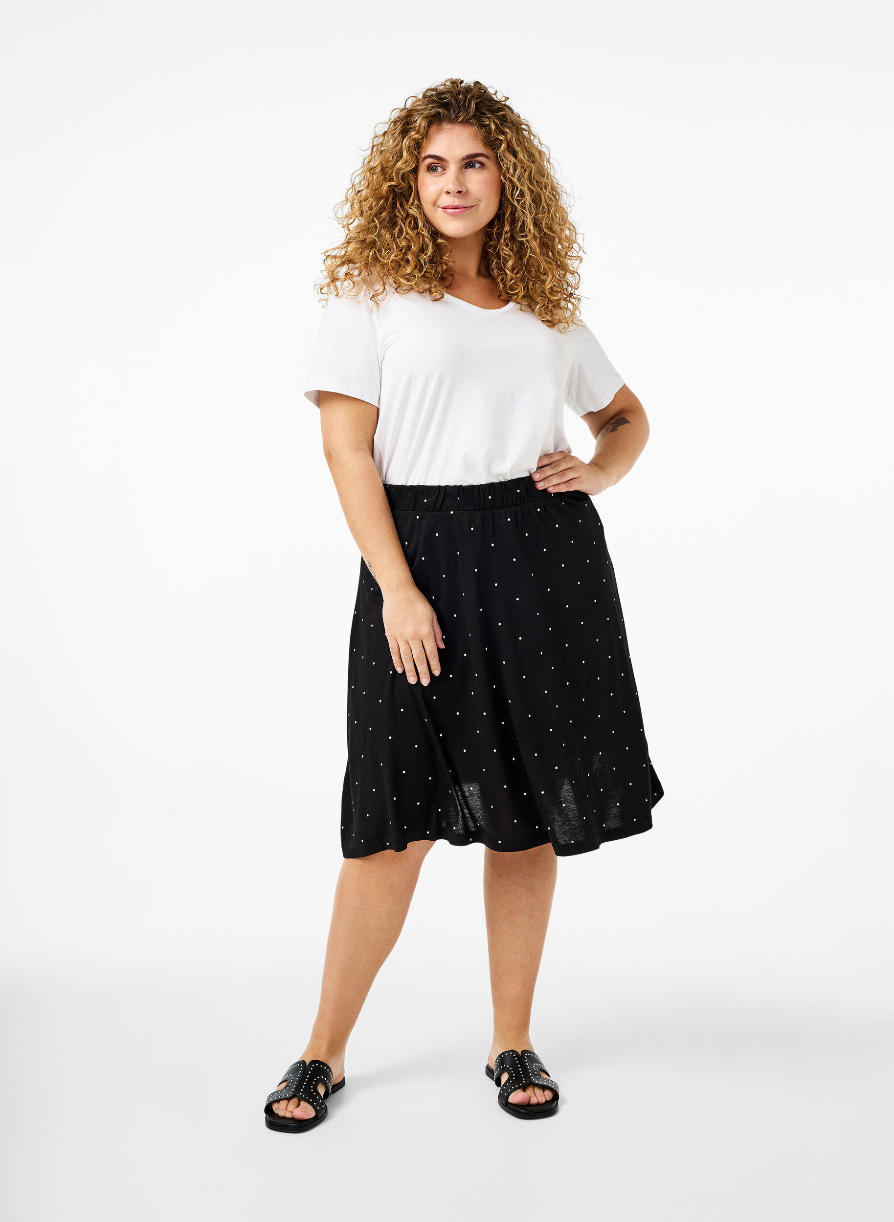 Zizzifashion 2-pack skirt in viscose, Black, Model image number 0