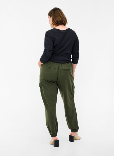 Cargo trousers with big pockets, Forest Night, Model image number 1