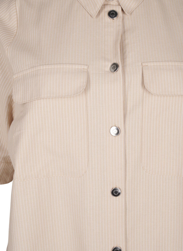 Striped tunic with buttons and chest pockets, Beige, Packshot image number 2