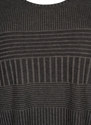 Dress with 3/4 sleeves and striped pattern, Dark Grey Mélange, Packshot image number 2
