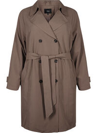 Trench coat with belt and slit
