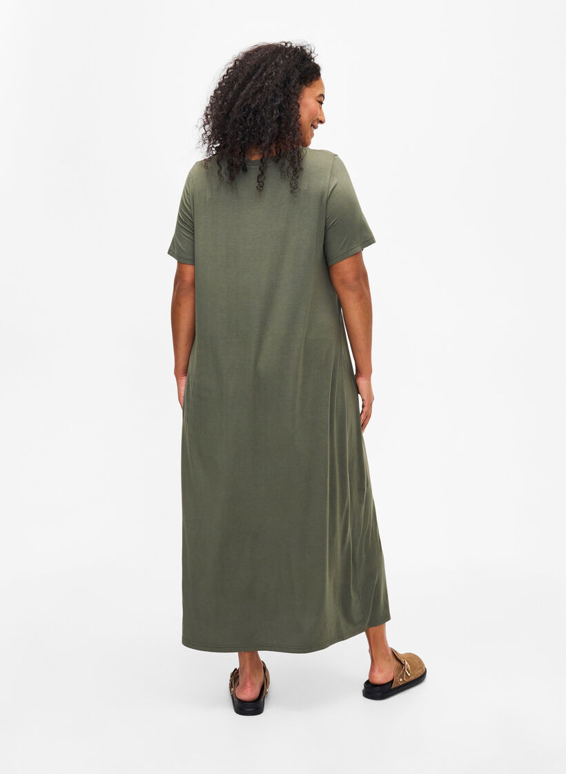 Viscose midi dress with short sleeves, Thyme, Model image number 1