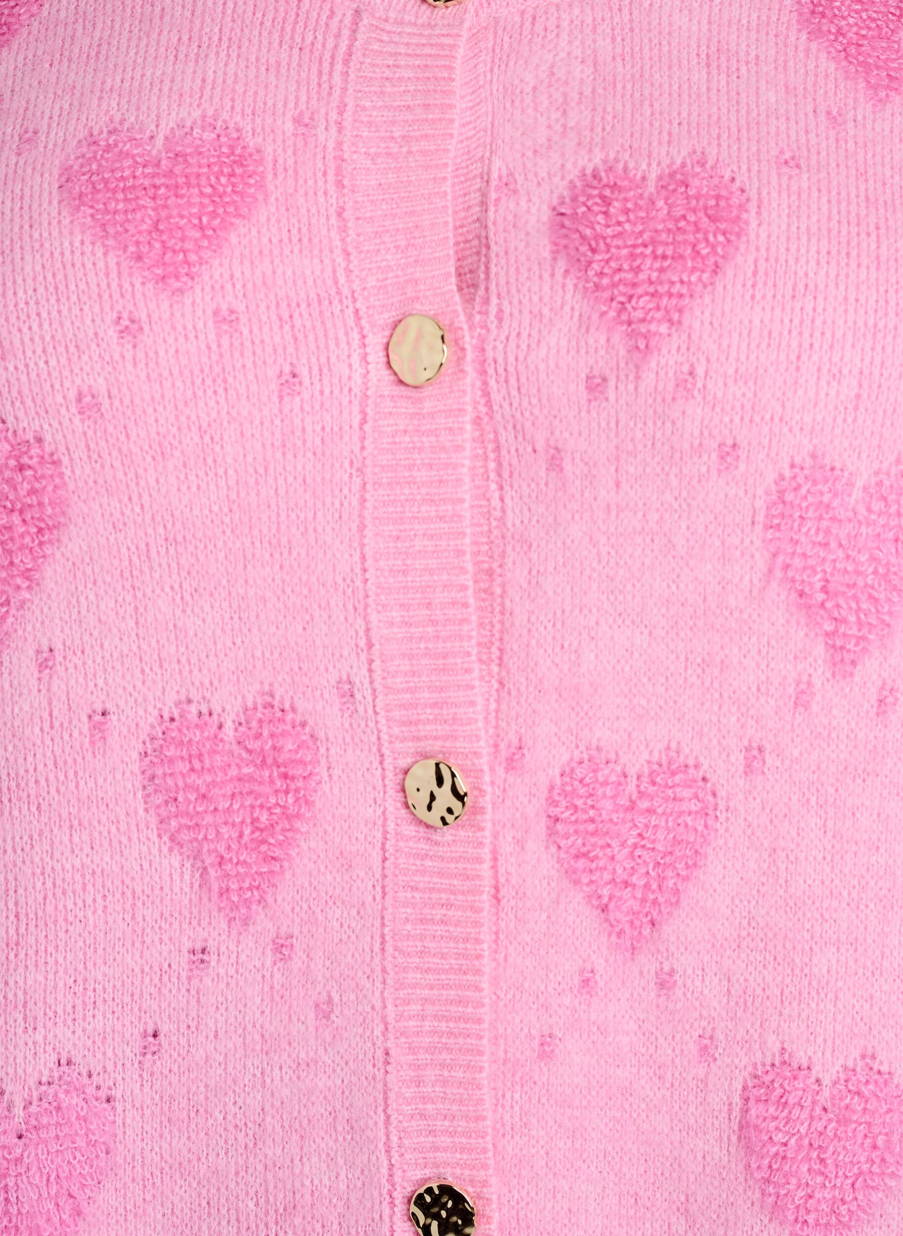 Zizzifashion Cardigan with hearts and golden buttons, Pink, Packshot image number 2