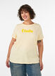 Organic cotton T-shirt with velour text, Yellow, Model image number 0