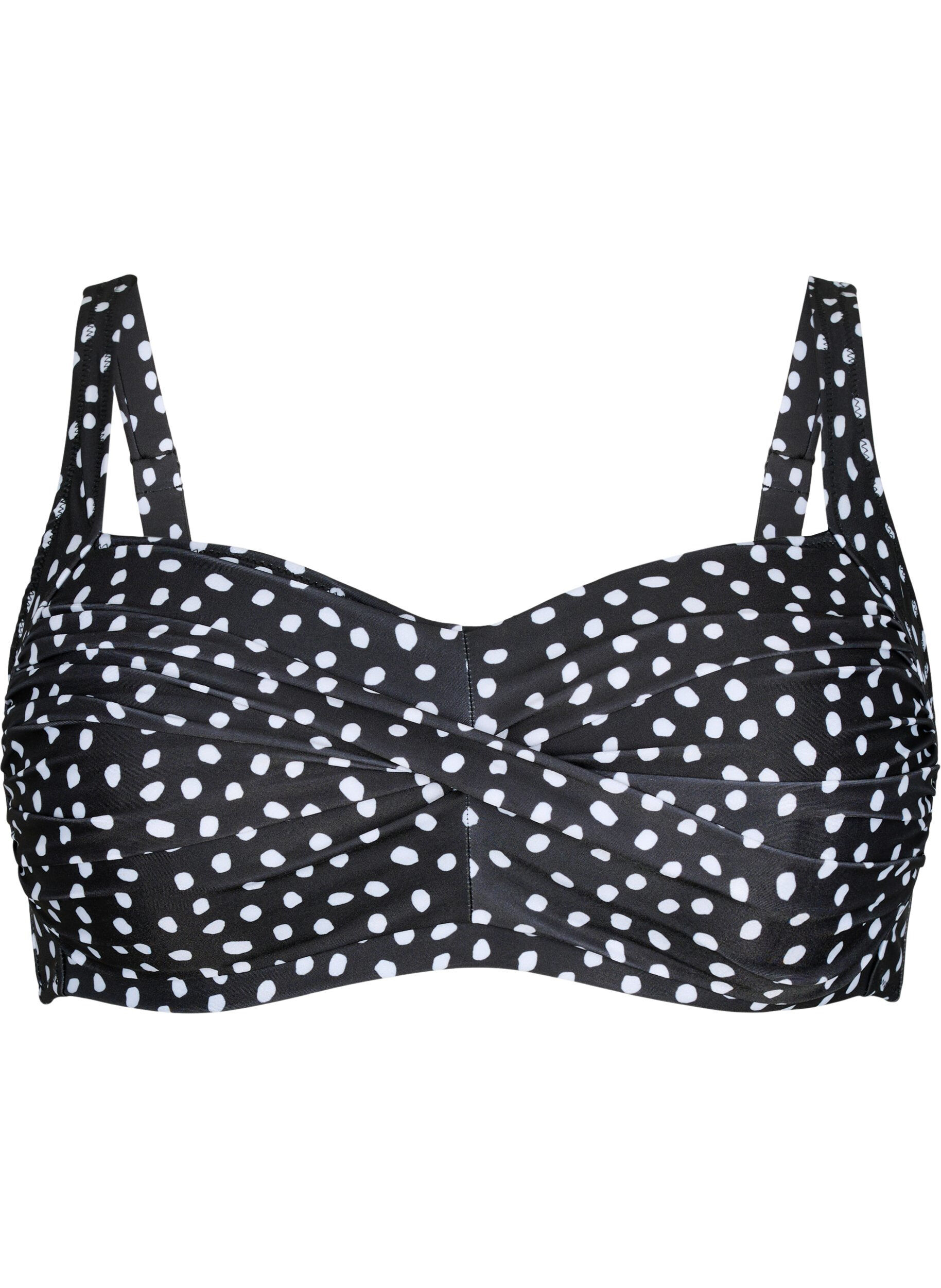 Zizzifashion Printed bikini top, Black White Dot, Packshot image number 0