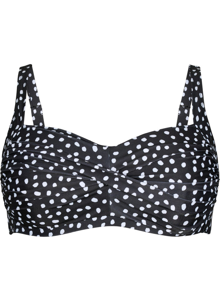 Printed bikini top, Black White Dot, Packshot image number 0