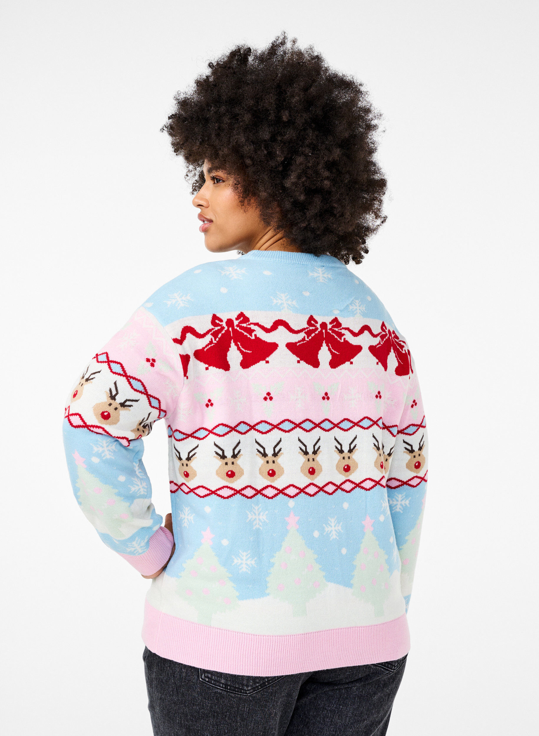 Zizzifashion Christmas jumper, Cerulean Comb, Model image number 1